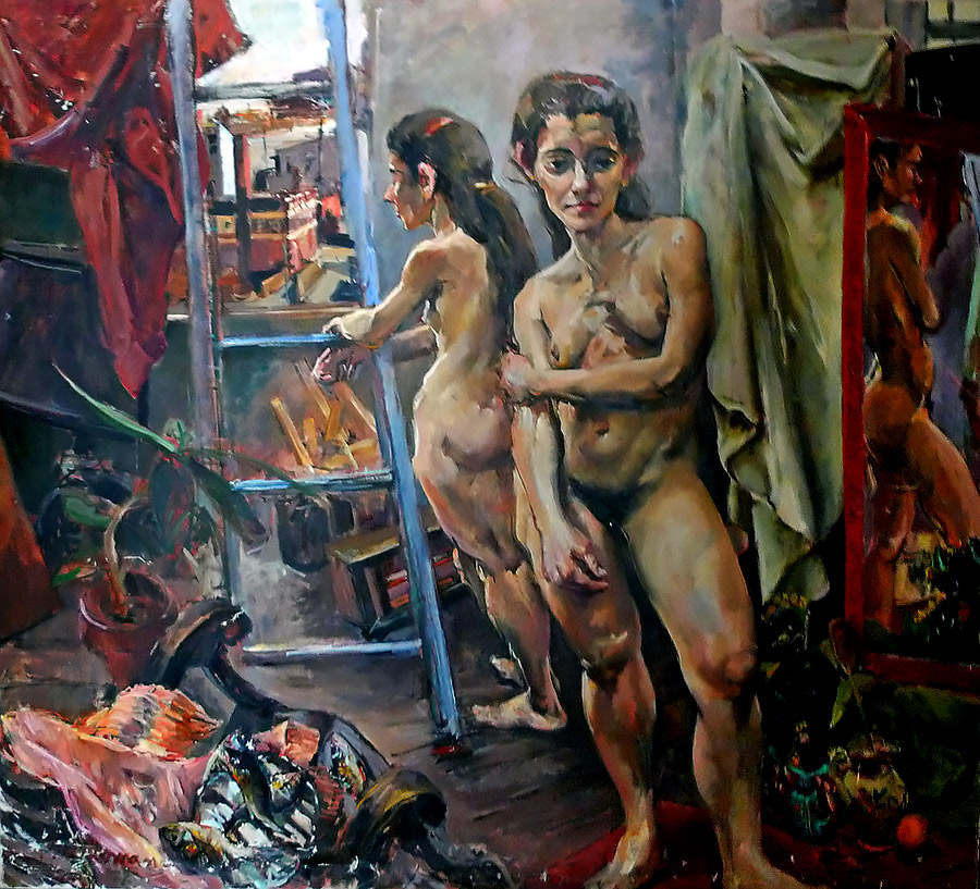 Raoul Middleman painting, Studio Nude