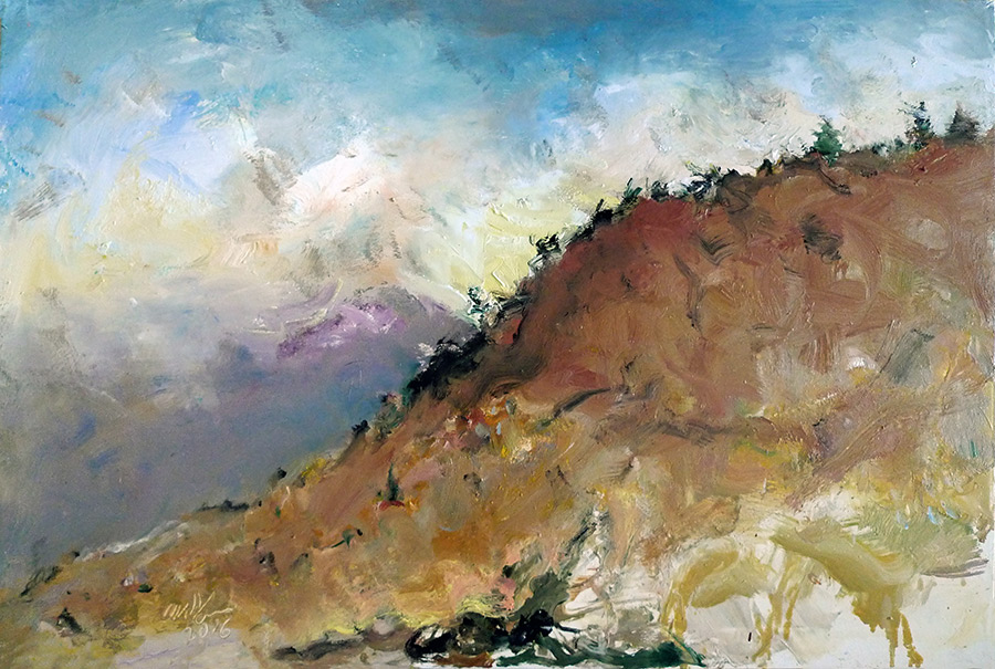 Raoul Middleman painting, Canyon Edge 1