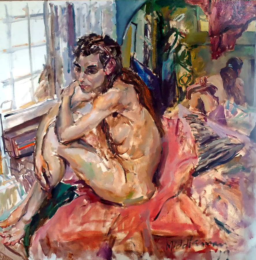 Raoul Middleman painting, Carol by the Window
